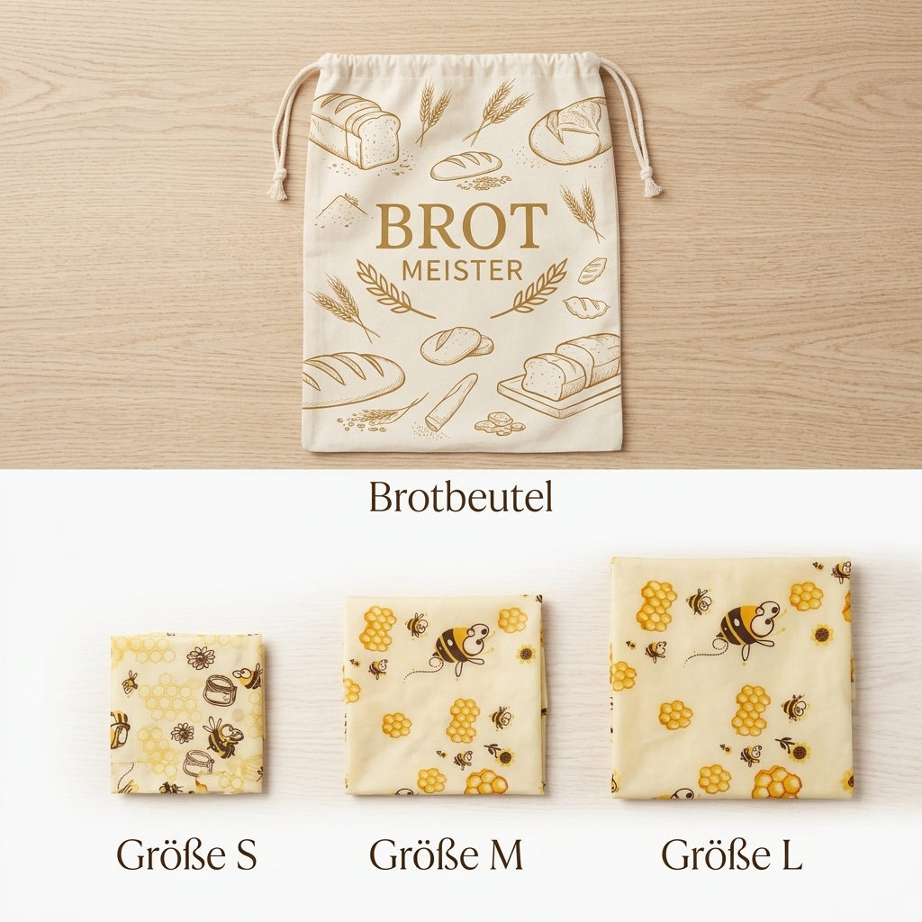 Premium-Sommerset aus Brotbeutel und 3 Bienenwachstüchern