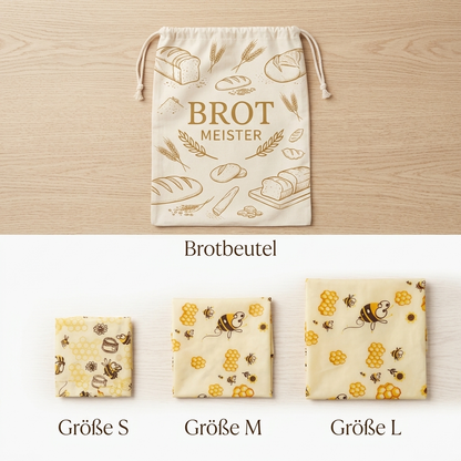Premium-Sommerset aus Brotbeutel und 3 Bienenwachstüchern