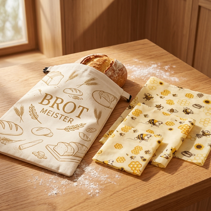 Premium-Sommerset aus Brotbeutel und 3 Bienenwachstüchern