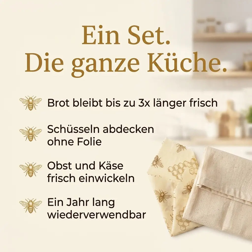 Premium-Sommerset aus Brotbeutel und 3 Bienenwachstüchern